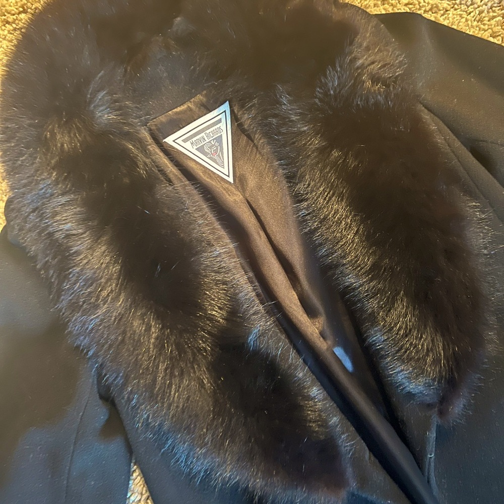 Black wool and fur coat